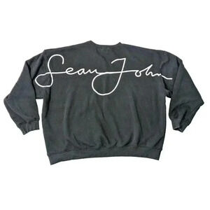 Sean John x Missguided Black Long Sleeve Sweatshirt Size US 14 Crew Neck Logo